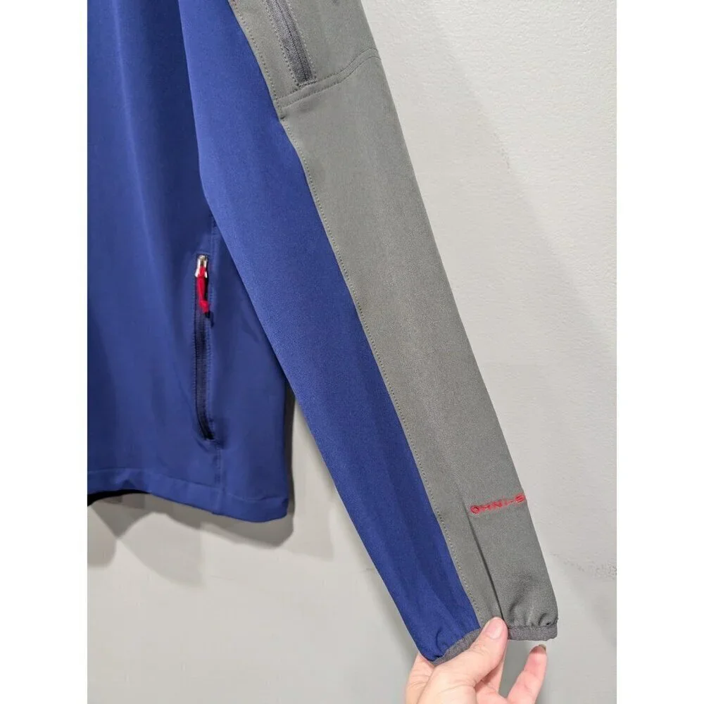 Columbia Mens Jacket Softshell Omni Shield Full Zip Gray Blue Red Outdoor Sz L